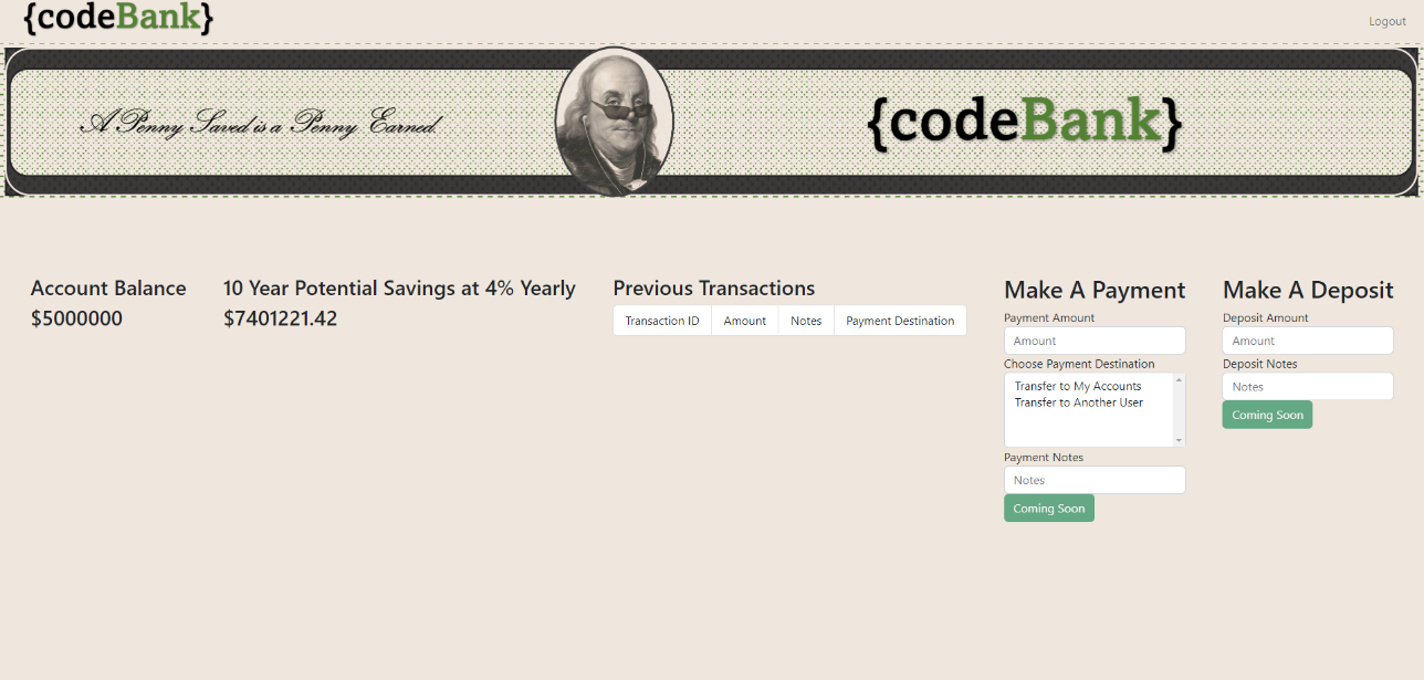 Code Bank Savings Page Image
