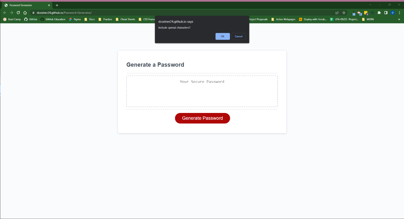 Password Generator Question Five