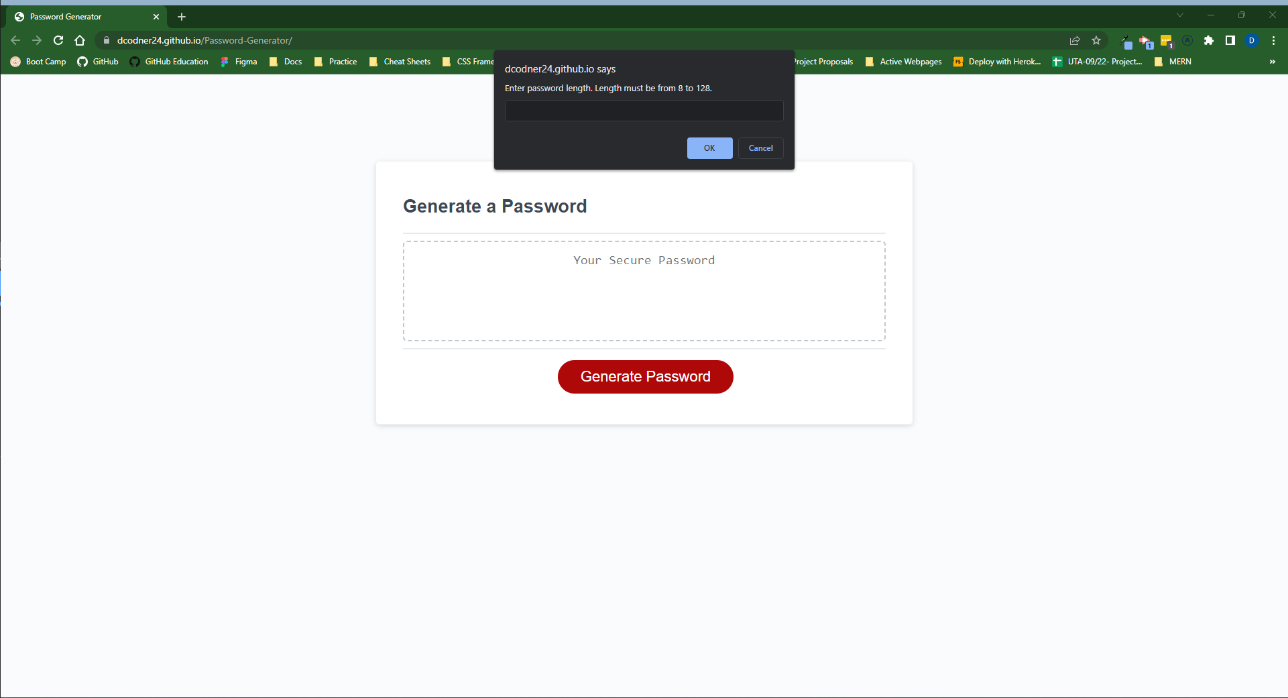 Password Generator Question One