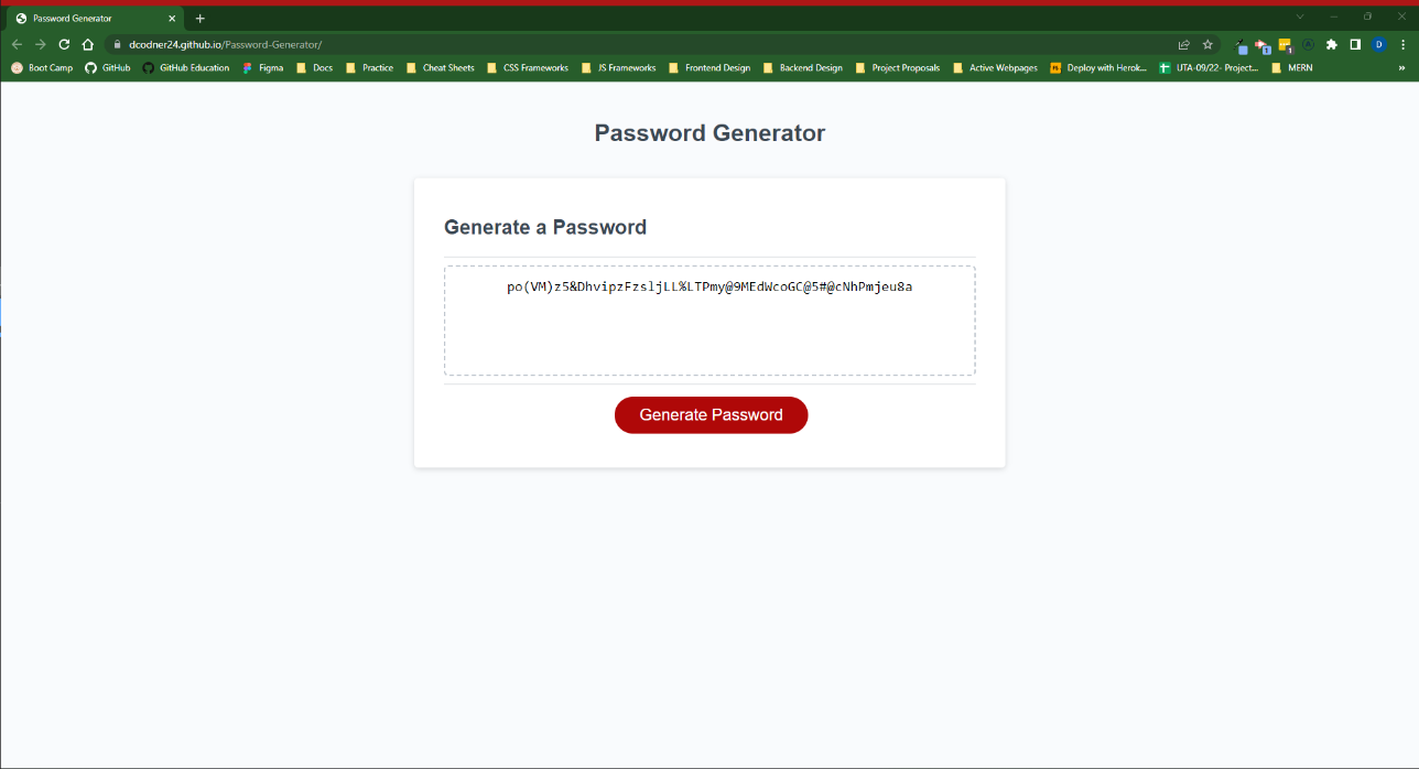 Password Generator Result